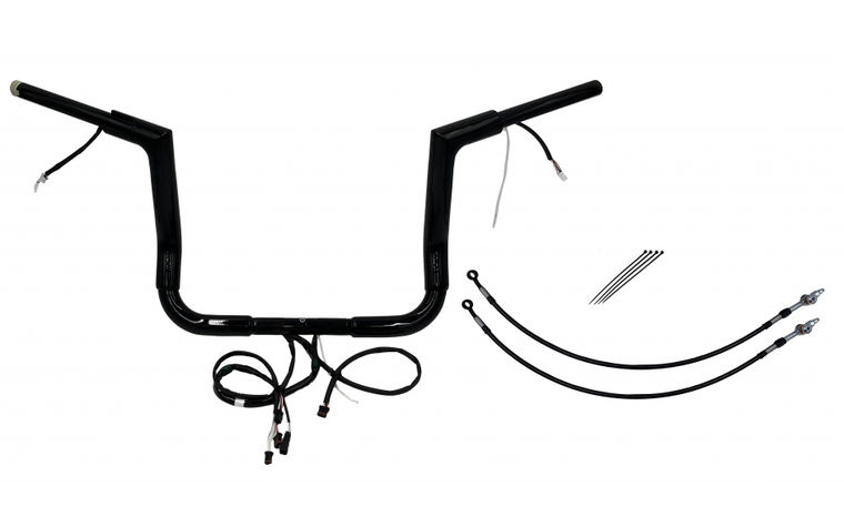 Fat Baggers 601212-B EZ Install Wired Handlebars 1-1/2" Flat Top 12" Black Fat Baggers 601212-B EZ Install Wired Handlebars 1-1/2" Flat Top 12" Black
