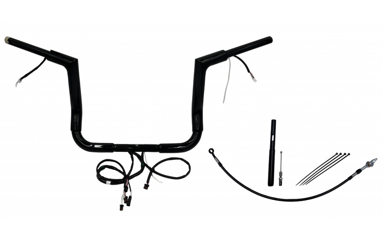 Fat Baggers 612012-B EZ Install Wired Handlebars 1-1/2" Flat Top 12" Black