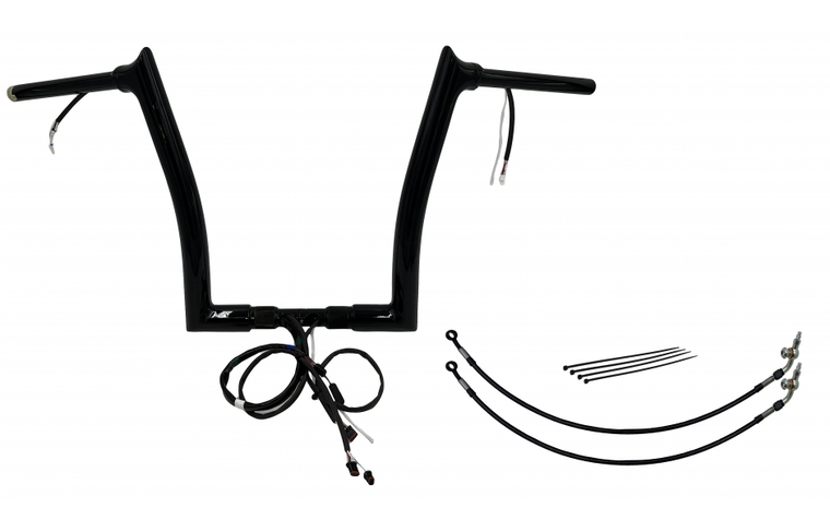 Fat Baggers 802314-B EZ Install Wired Handlebars 1-1/2" Pointed Top 14" Black