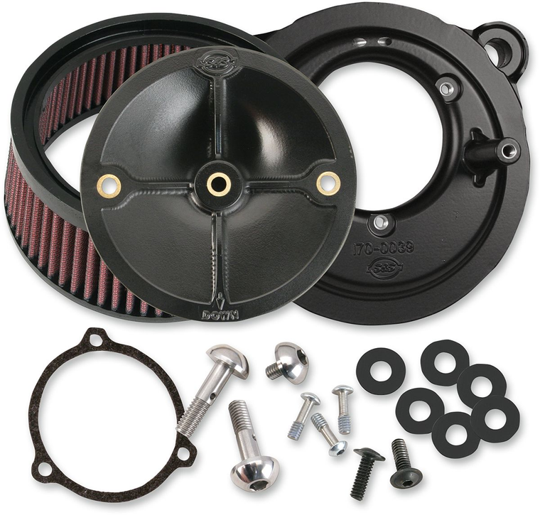 S&S 170-0164 Cycle Air Cleaner Kits Stealth Without Cover In Black For Harley Davidson 2003-2017 Twin Cam Models With 58mm S&S Throttle Body