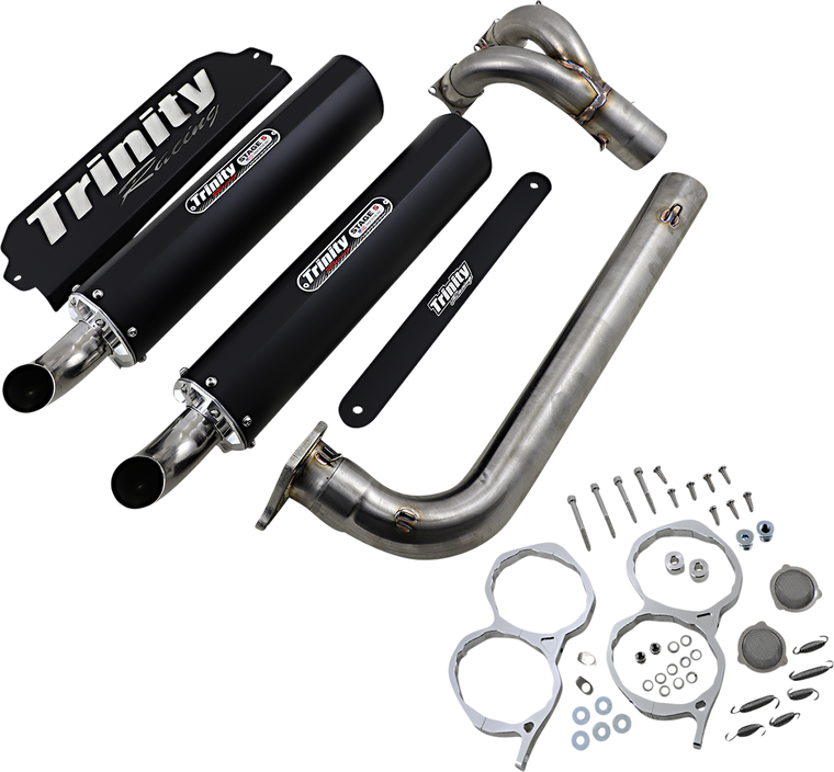 Trinity Racing TR-4174D-BK Stage 5 Black Dual Full Exhaust System RZR Pro XP S Turbo 20-24