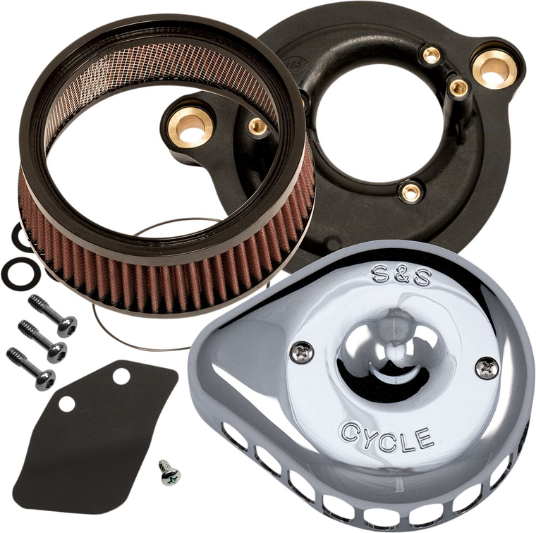 S&S 170-0435C Mini Teardrop Stealth Air Cleaner Kit in Chrome Finish For HD M8 Softail, Touring And Trike Models