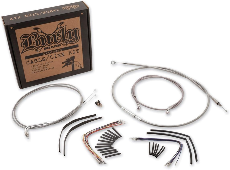 Burly B30-1052 Stainless Steel Handlebar Cable and Brake Line Kit for 14 in. w/o Burly B30-1052 Stainless Steel Handlebar Cable and Brake Line Kit for 14 in. w/o