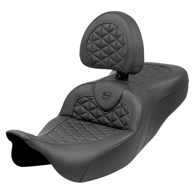 Saddlemen RoadSofa Tri-Gripper Seat Extended Reach w Backrest FL 08-25 808-07B-211