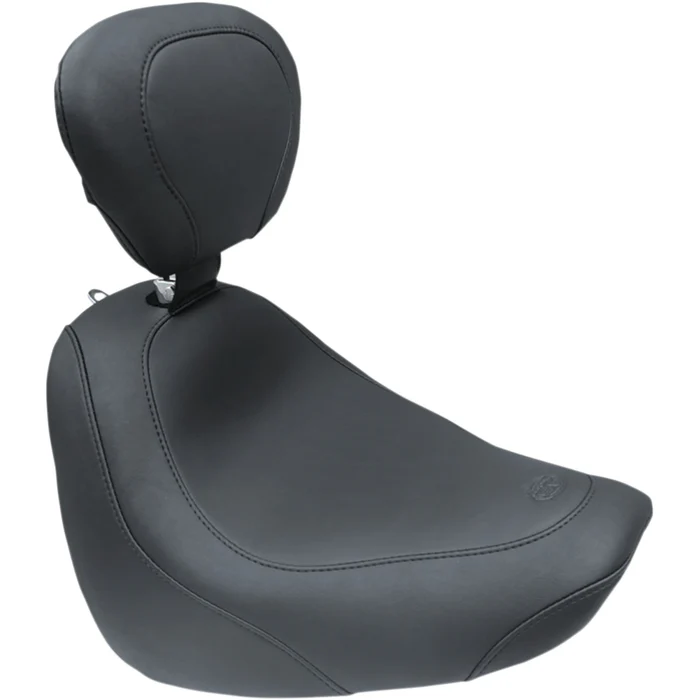 Mustang 79336 Wide Tripper Solo Seat - with Backrest - Smooth - Black