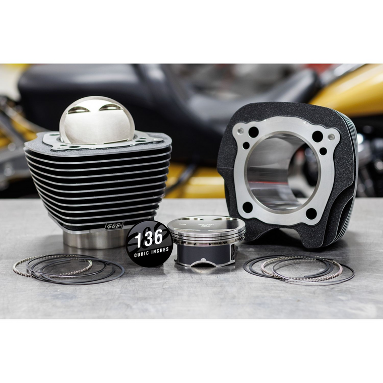 S&S 910-0850A 136" 4.320" Bore Cylinder Kit Granite & Highlight 17-24 Harley M8