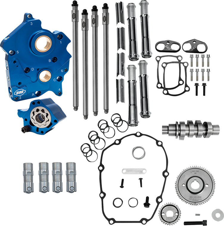 S&S 310-1383 HPT 496 Gear Drive Cam Chest kit black pushrod tubes oil cooled Harley M8 17-25 S&S 310-1383 HPT 496 Gear Drive Cam Chest kit black pushrod tubes oil cooled Harley M8 17-25