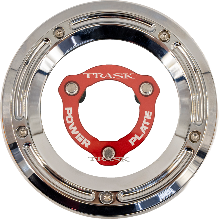 Trask Chrome Derby Cover Red Clutch Power Plate 17-25 FL Glide TM-0051-CH-RD