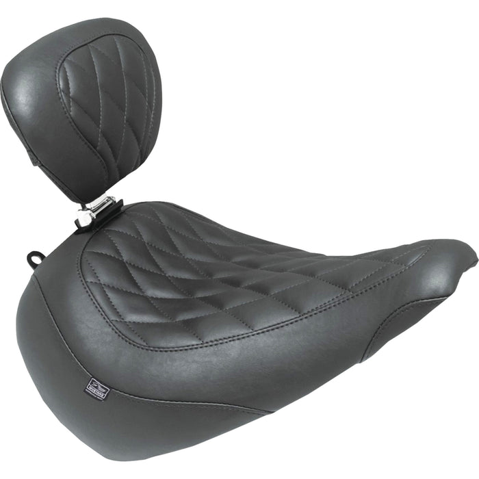Mustang 89027 Wide Tripper Solo Seat w/ backrest diamond black stitch fxbr 23-25