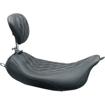 Mustang 79727GM Wide Tripper Solo Seat W/Drivers Backrest Black W/Gun Metal Stitching