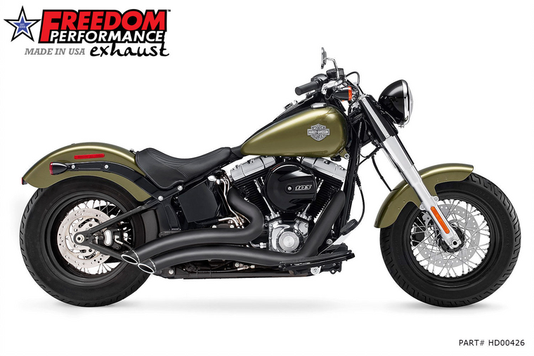 Freedom Performance HD00426 Black Sharp Radius Dual Exhaust 86-17 Softail