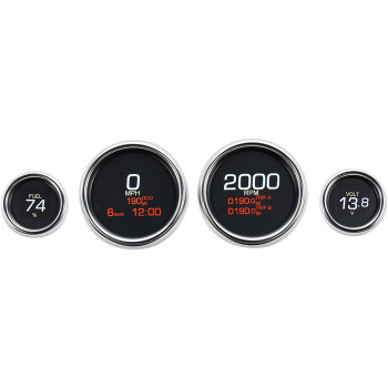 Open Box Dakota Digital MLX-8404 4 Piece Chrome Gauge Kit Touring FL 04-13