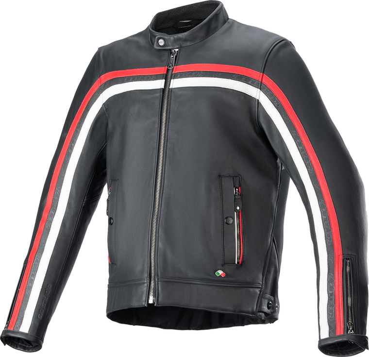 ALPINESTARS 3103924-1316-XL Dyno Leather Jacket - Black/Ruby Red/Ecru XL