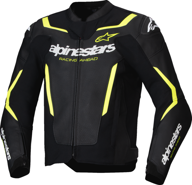 ALPINESTARS 3100326-155-48 GP Force v2 Airflow Leather Jacket - Black/Yellow Fluo US 38 / EU 48