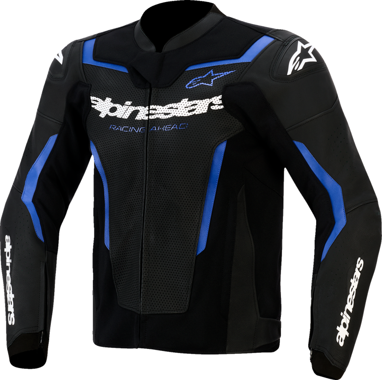 ALPINESTARS 3100326-1591-54 GP Force v2 Leather Airflow Jacket - Black/Metallic Blue US 44 / EU 54