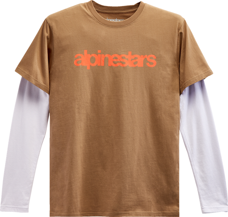 ALPINESTARS 1213713002331XL Stack Long-Sleeve Knit T-Shirt - Sand/Warm Red XL