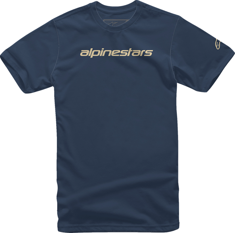 ALPINESTARS 1212720207128M Linear Wordmark T-Shirt - Navy/Stone Medium