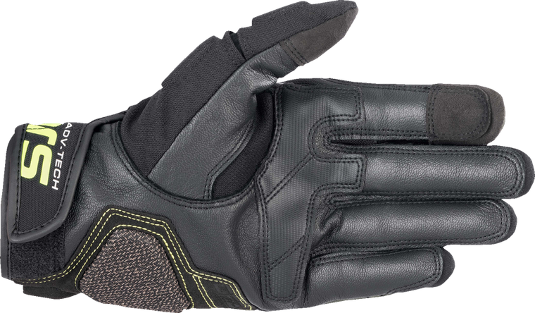 ALPINESTARS 3504822-6085-L Halo Leather Gloves - Forest Black/Fluo Yellow Large