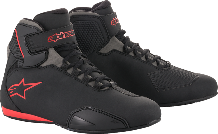 ALPINESTARS 2515518131125 Sektor Shoes — Abrasion Resistant/Hook and Loop/Removable Anatomic Footbed - Black/Gray/Red US 12.5 / EU 46