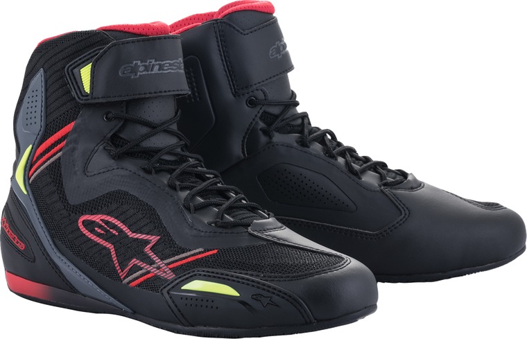 ALPINESTARS 251031913612 Faster-3 Rideknit® Shoes - Black/Red/Yellow US 12 / EU 45.5
