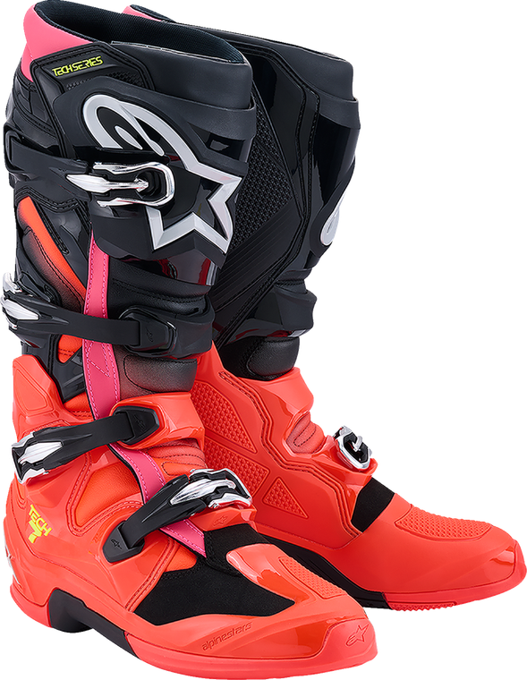 ALPINESTARS 2012025-1576-8 Tech 7 Boots - Black/Fluorescent Red/Fluorescent Pink US 8 / EU 42