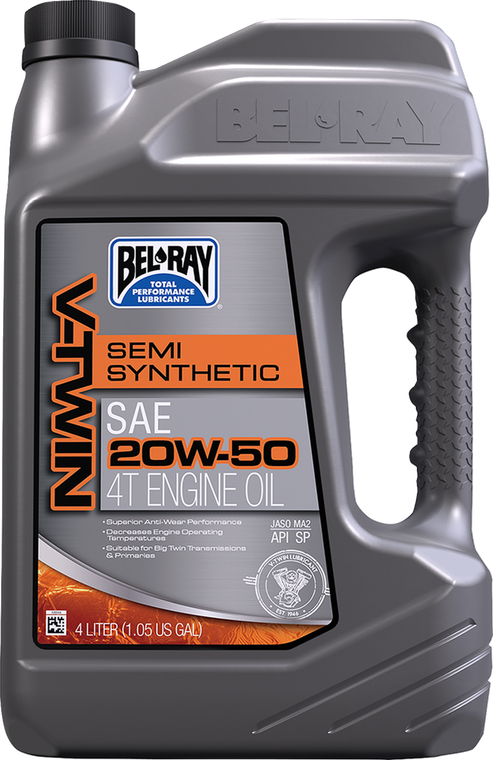 BEL-RAY 96910-BT4 V-Twin Semi-Synthetic 4-Stroke Engine Oil - 20W-50 4L