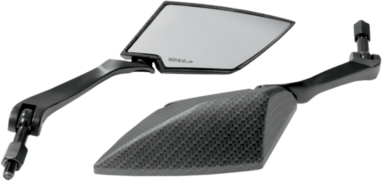 KOSO NORTH AMERICA OA016CK2 TT-Style Mirrors - TT-Style Side View Diamond Carbon Fiber/Black Clear Lens Pair