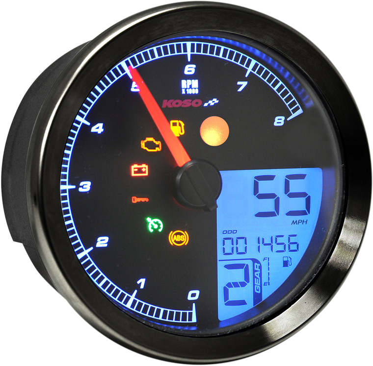 KOSO NORTH AMERICA BA051231 HD-04 Speedometer/Tachometer - HD-04 Black