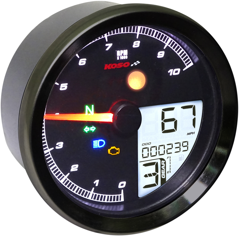 KOSO NORTH AMERICA BA051411 TNT-04 Multifunction Meter - Black Bezel 3.3" Diameter x 2.19" D