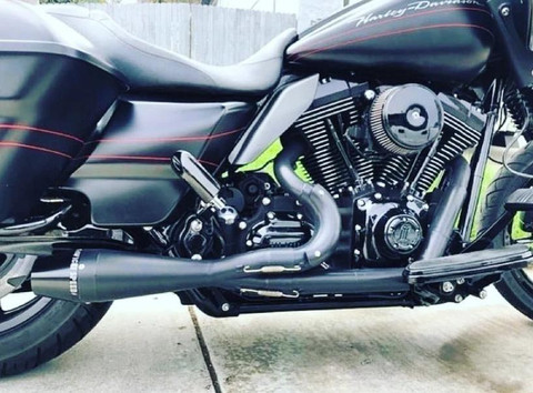 Sawicki Speed 2-1 Black Shorty Exhaust For Baggers Twin Cam 930