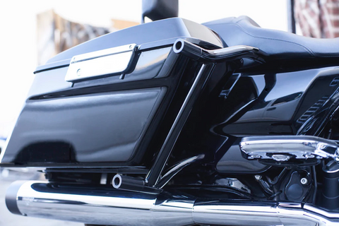 Santoro Gloss Black Rear Crash Bar Bag Guard Harley FL Touring