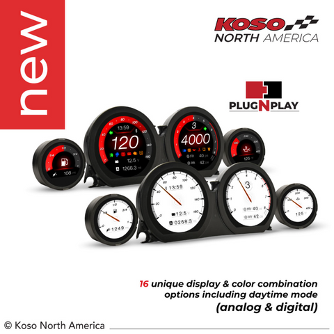 Koso BA064930 HD-03X 4 Piece TFT Gauge Set Harley FL Bagger 14-23