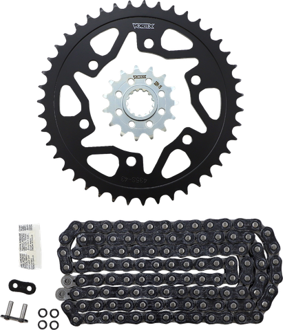 JIN品 VORTEX CK6455 Chain and Sprocket Kit - GFRS - Black - Yamaha FZ/MT