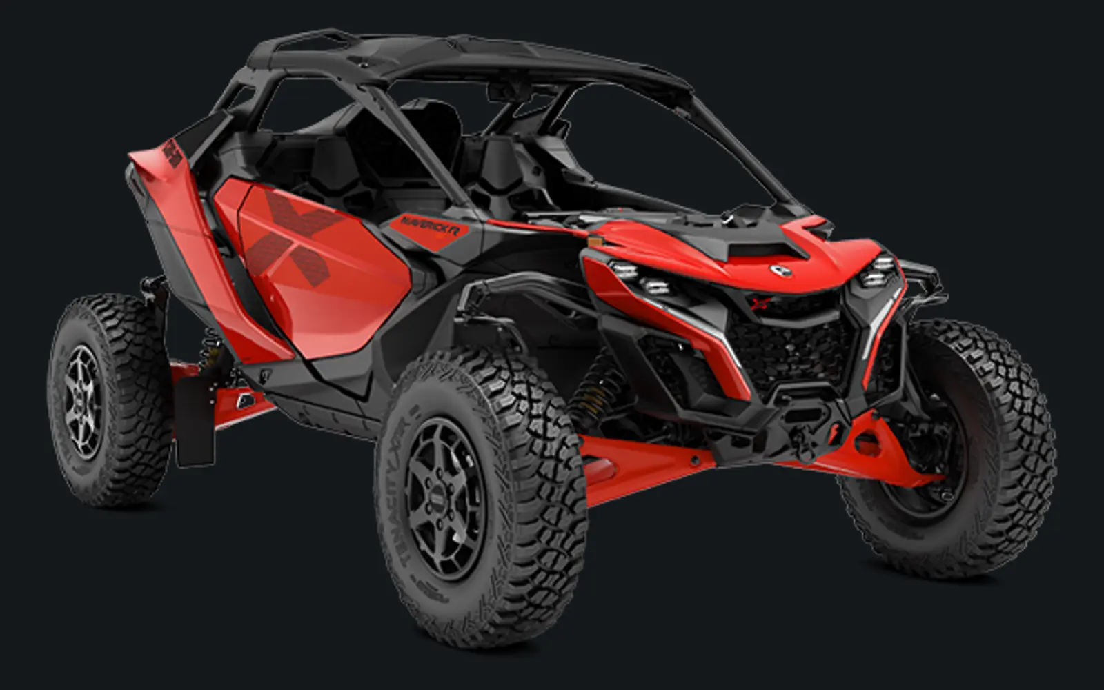 Red 2026 Can-Am Maverick R sport side-by-side