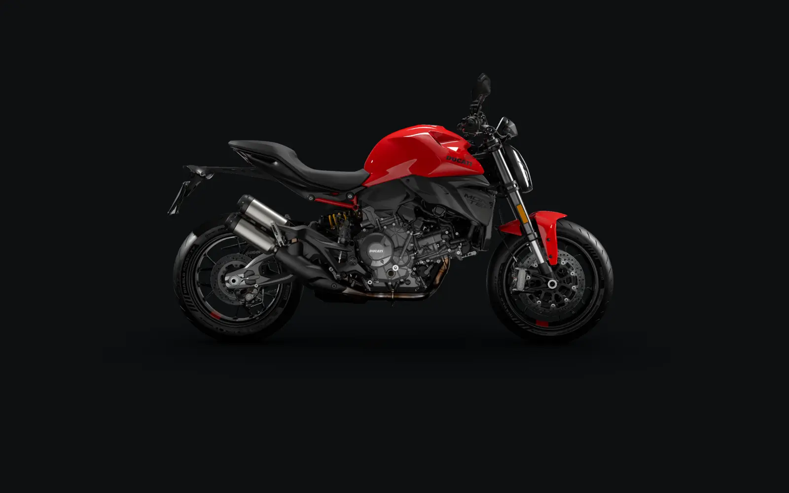Red 2026 Ducati Monster V2 studio profile