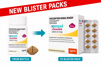 Apoquel Chewable 5.4mg 100 Tablets changing to blister packs