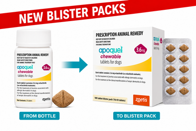 Apoquel Chewable 3.6mg 100 Tablets changing to blister packs