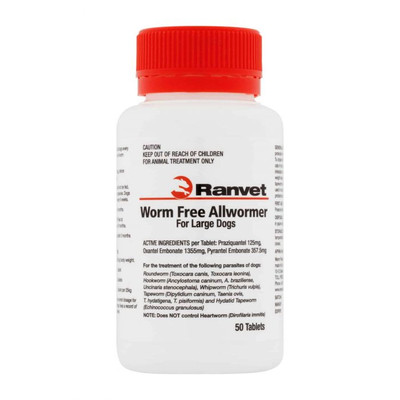 RANVET Allwormer 25kg tablets for dogs 50s RANVET Allwormer 25kg tablets for dogs 50s