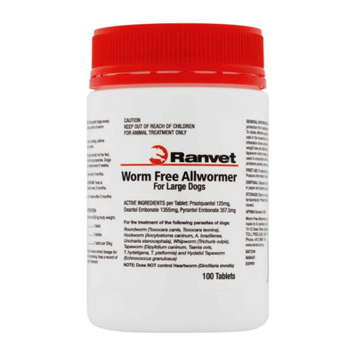 RANVET Allwormer 25kg tablets for dogs 100s RANVET Allwormer 25kg tablets for dogs 100s