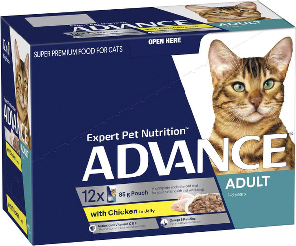 ADVANCE FELINE ADULT CHICKEN AND JELLY 12X85GM