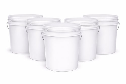 5 gallon pails (buckets) in WHITE color - SET OF  FIVE