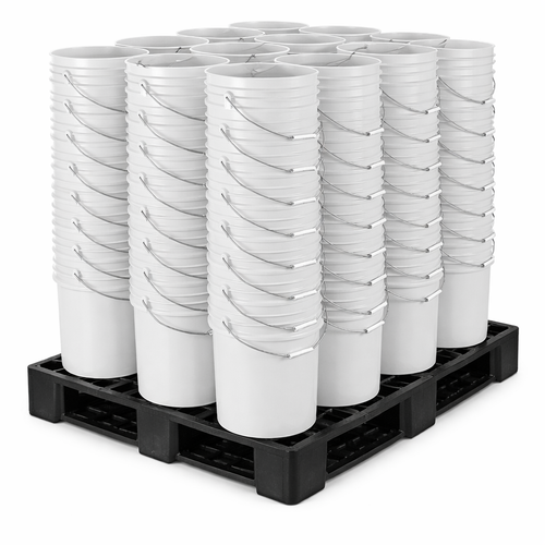 Pallet of 120 buckets - 5.25 gallon/20L pails (buckets) in WHITE color