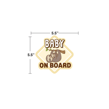 Baby Sloth and Mom On Board Bumper Sticker for car, truck, and vehicle window.