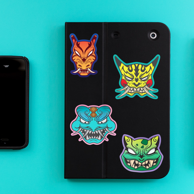 Pokemon Inspired Metallic Oni Demon Anime Stickers - 3