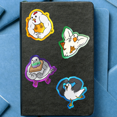 Buff Birds 4-Pack Metallic Cute Bird Stickers - 3