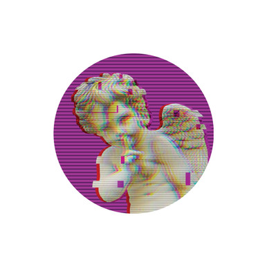 Glitched Cupid holographic 3" sticker - 1