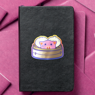 Cute Food Animals Pig Buns Sticker 3" - 3