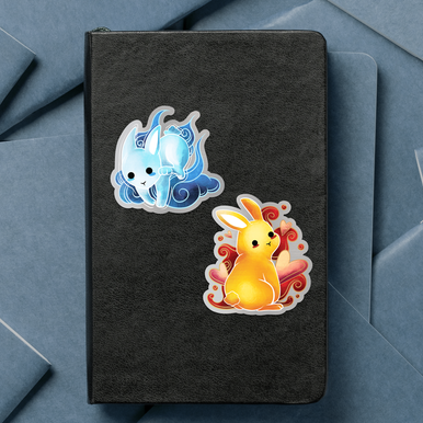 2023 Year of the Rabbit Chinese Zodiac Metallic Raised UV Stickers, 2-Pack - 3
