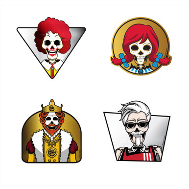 Mass Clot Fast Food Mascots, Eat Fast Die Young, 4-Pack - 1