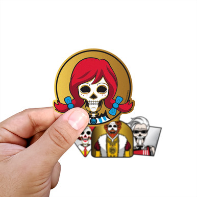 Wendigo Fast Food Skull Sticker, Eat Fast Die Young 2.7x3" - 2